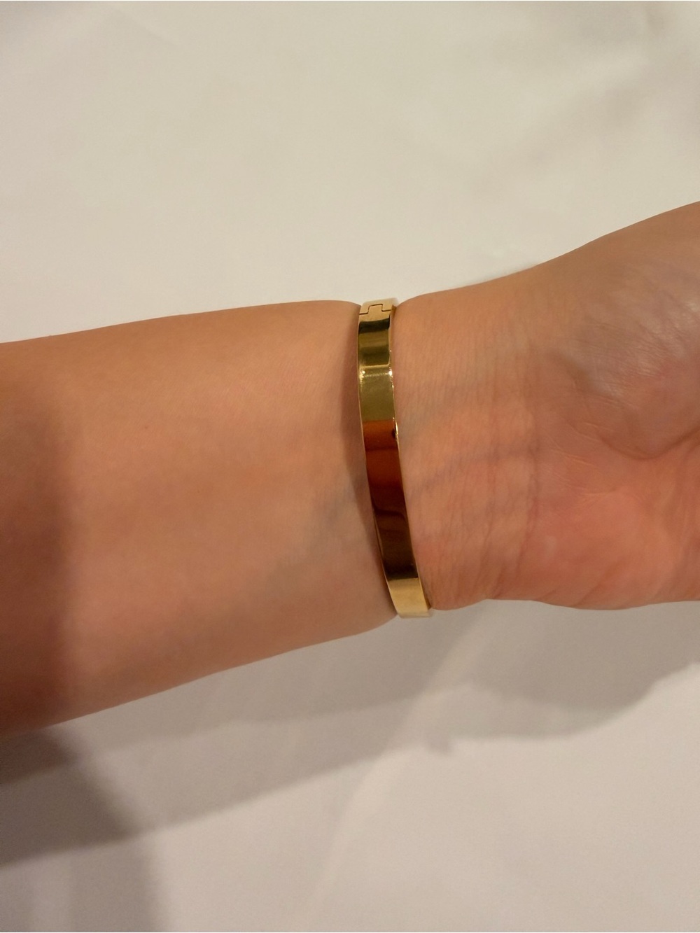 Gold Pink Enamel Hinged Bangle Bracelet - Picture 8 of 9